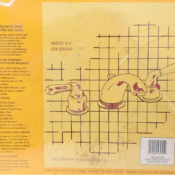 Tuscany Brass] SIENA Double Handled Bath Faucet with [pop up drain  included. - Picture 2 of 5